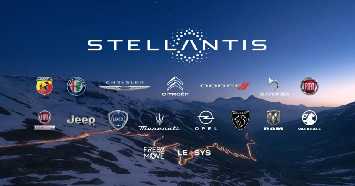 ستيلانتس شركة سيارات أمريكية فرنسية إيطالية من علاماتها التجارية فيات, بيجو, جيب, وغيرها.